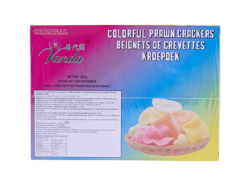 Чіпси рисові зі смаком креветки Vanda 227 г Кольорові 341 фото